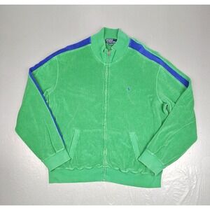 Vintage Ralph Lauren Polo Track Jacket Mens  2XL Green Blue Pony Full-Zip